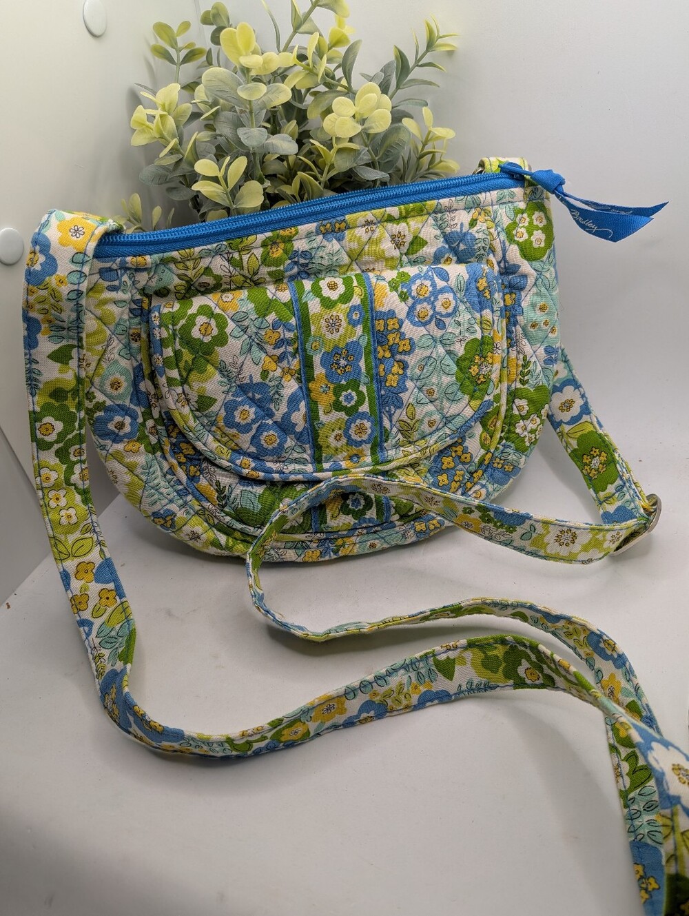 Vera Bradley Vintage Retired Blue and Green Floral Quilted Crossbody